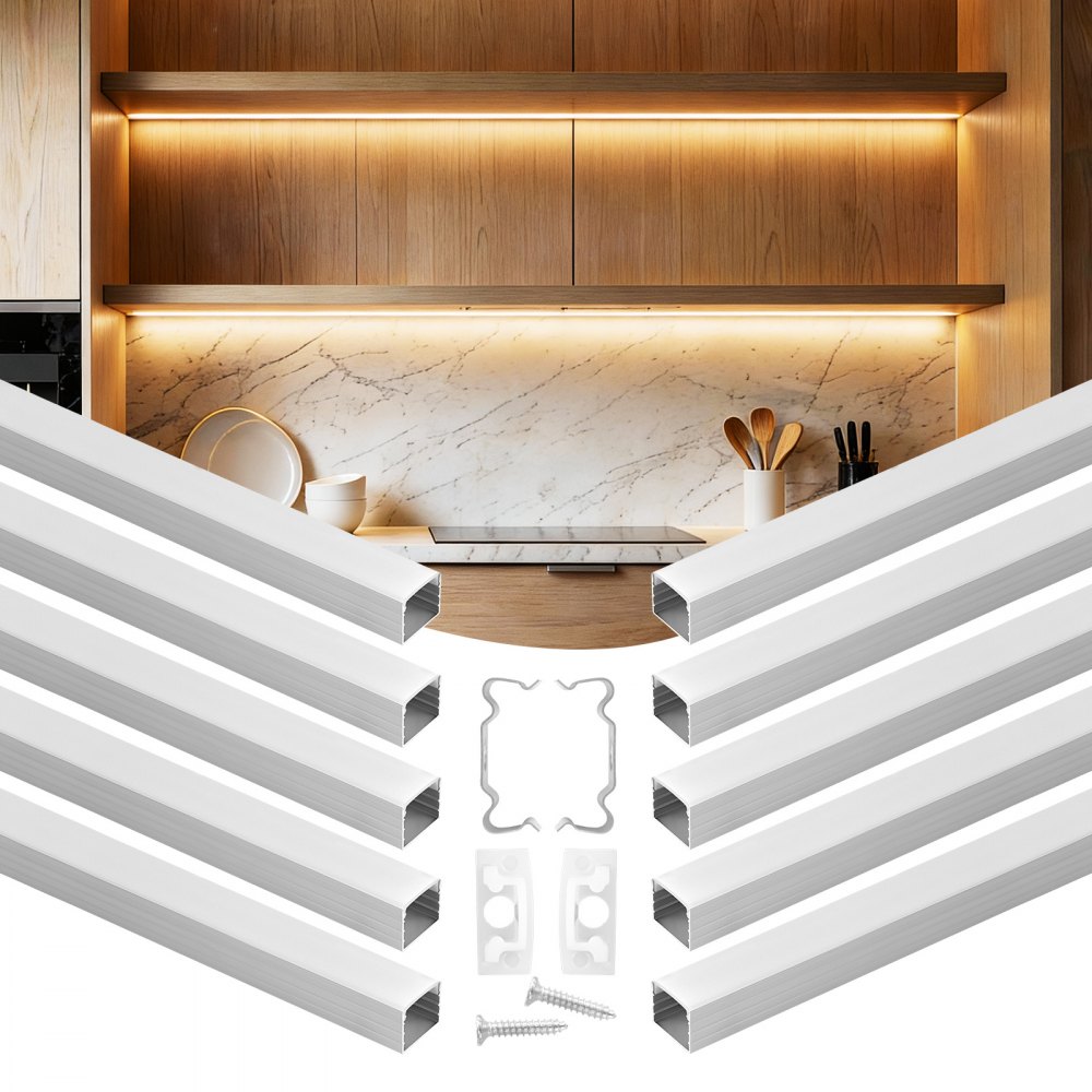 VEVOR Aluminium Channel for LED Strip Lighting – 10-Pack