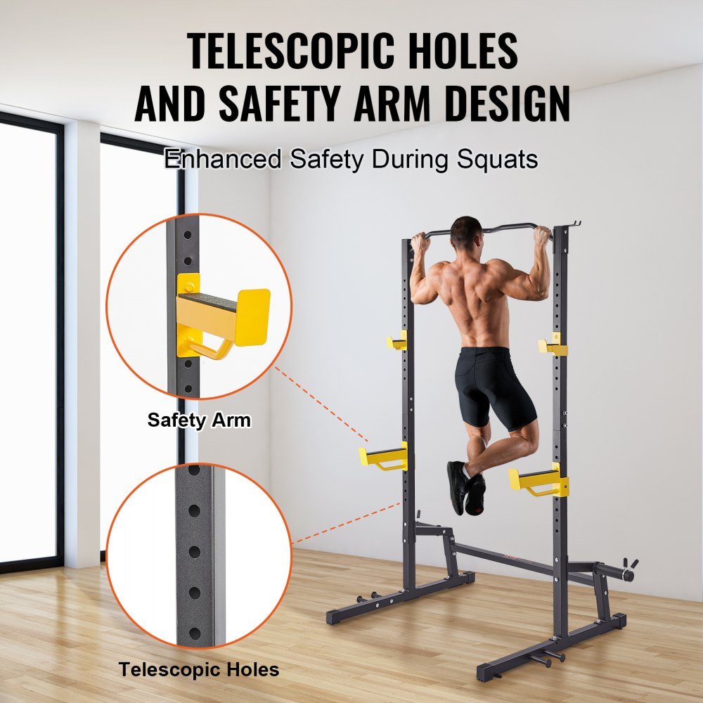 VEVOR Squat Stand Power Rack, Multi-Functional Power Rack with Pull up ...