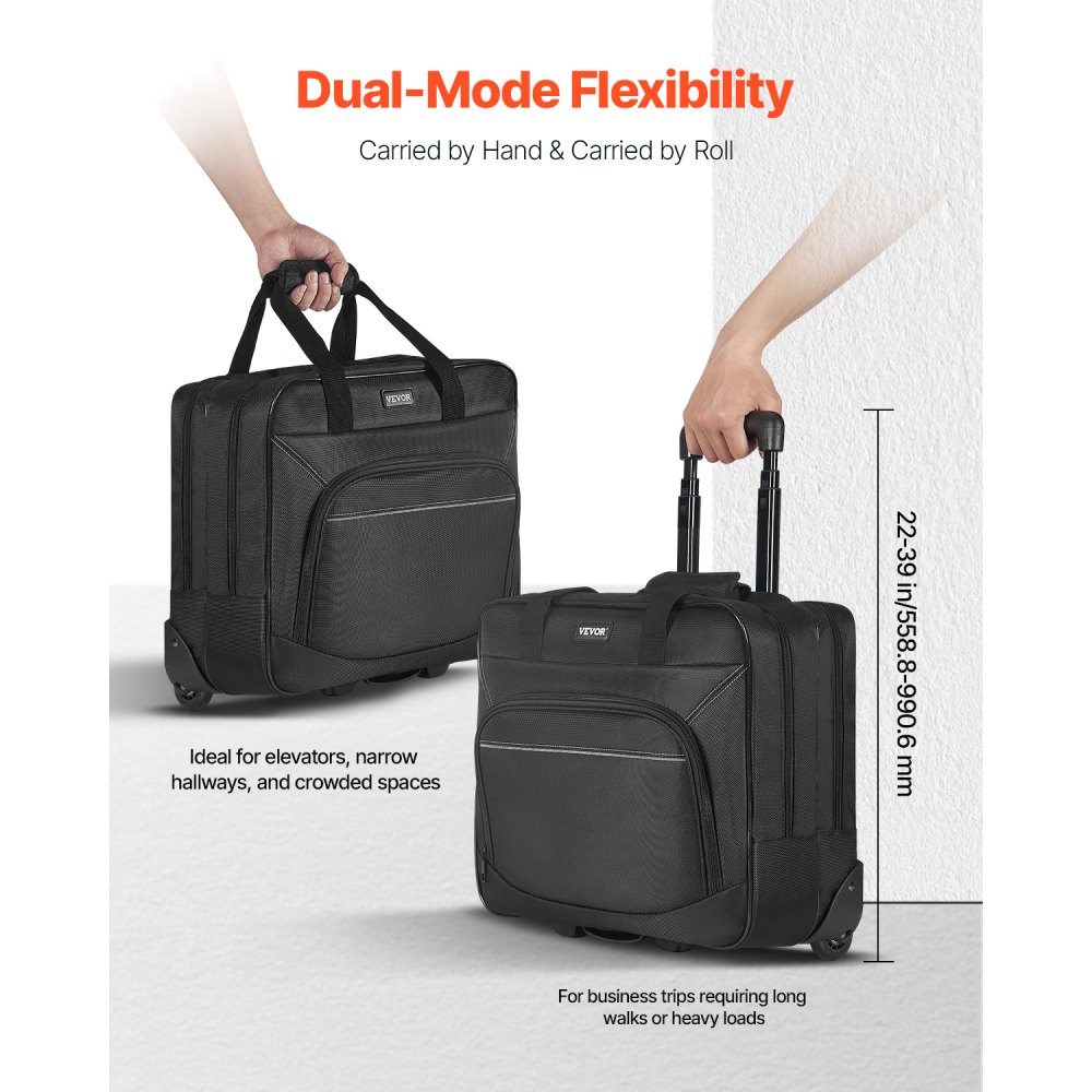 VEVOR Rolling Laptop Bag 15.6 Inch(39.6cm) Wheeled Computer Bag for ...