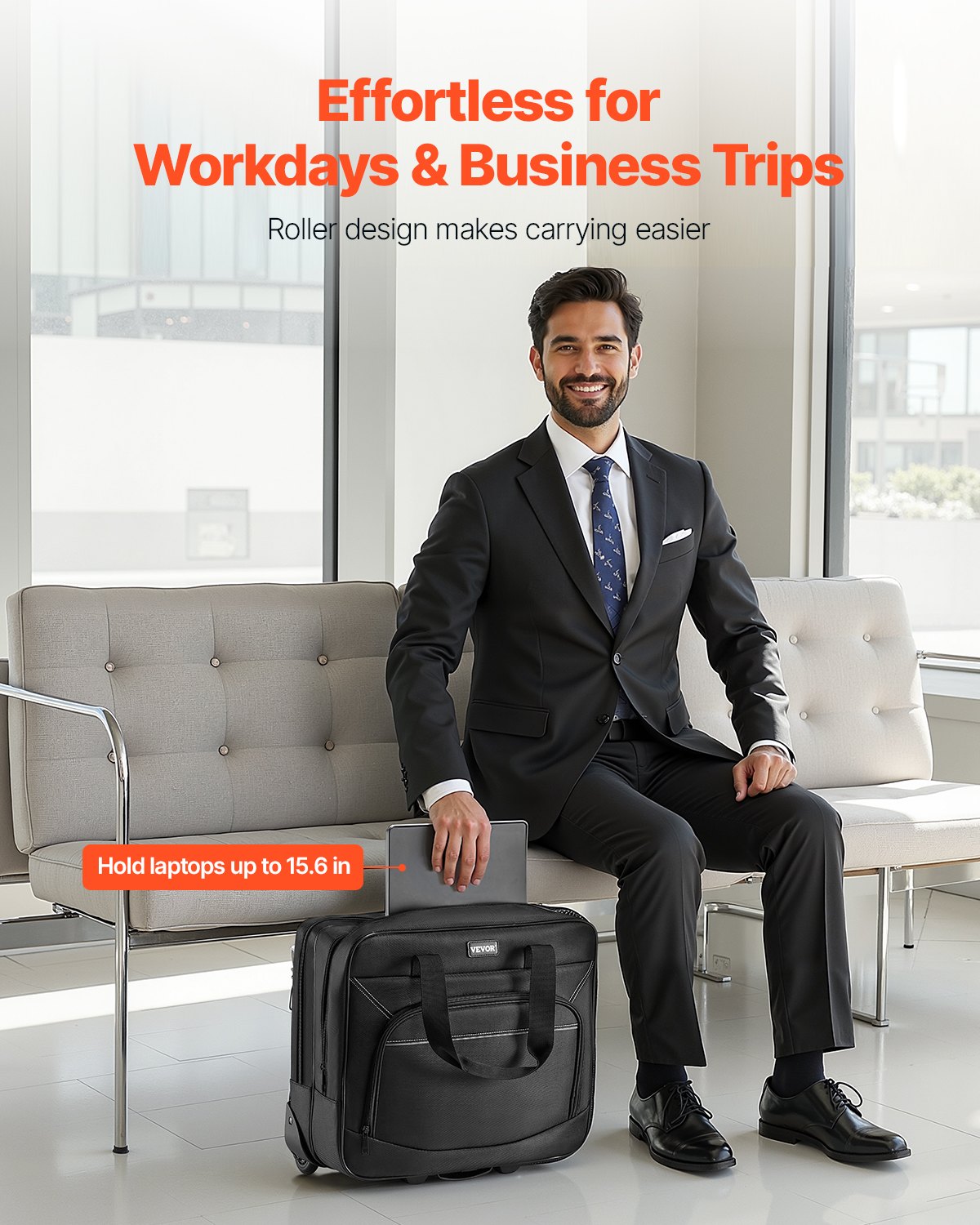 VEVOR Rolling Laptop Bag, Fits Up to 15.6 Inch Laptop, Wheeled ...