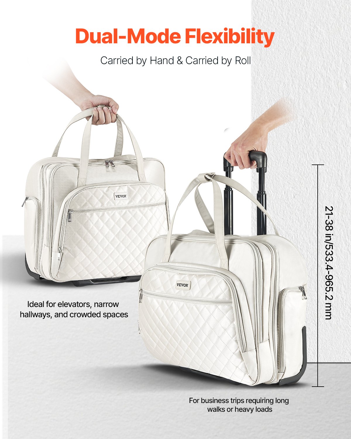 VEVOR Rolling Carry On Laptop Bag – 15.6