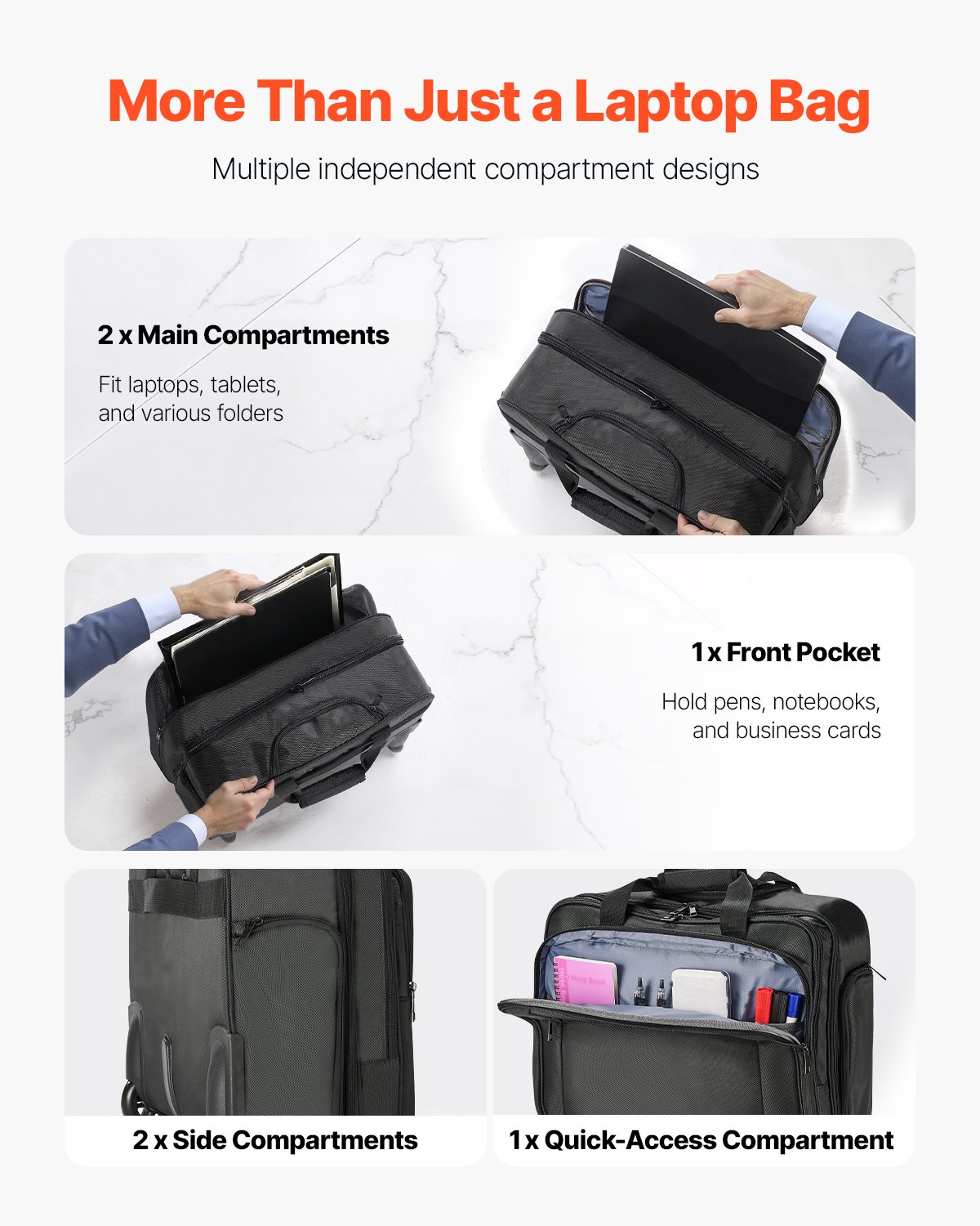 Arcoyard Rolling Laptop Bag, Large Rolling Briefcase For Women With Waterproof