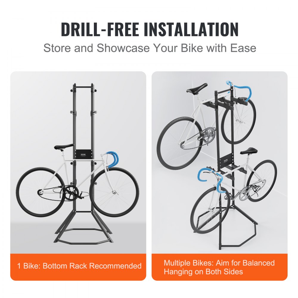 Bike Stack Verticle VEVOR 4 Bike Storage Rack, Free Standing Gravity Wall Vertical Bike ...