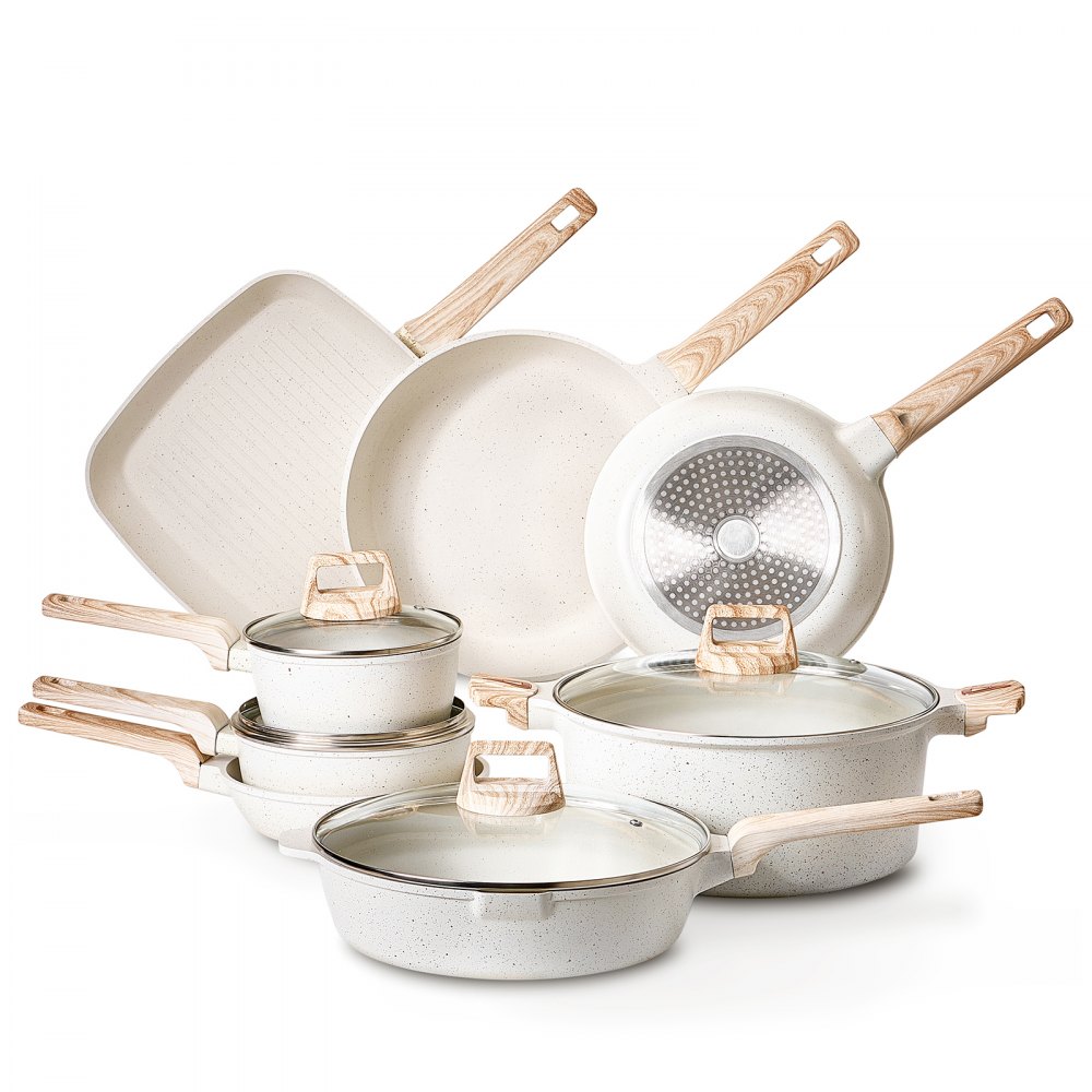 VEVOR 19 Piece Pots and Pans Set Nonstick, Granite Cookware Set ...