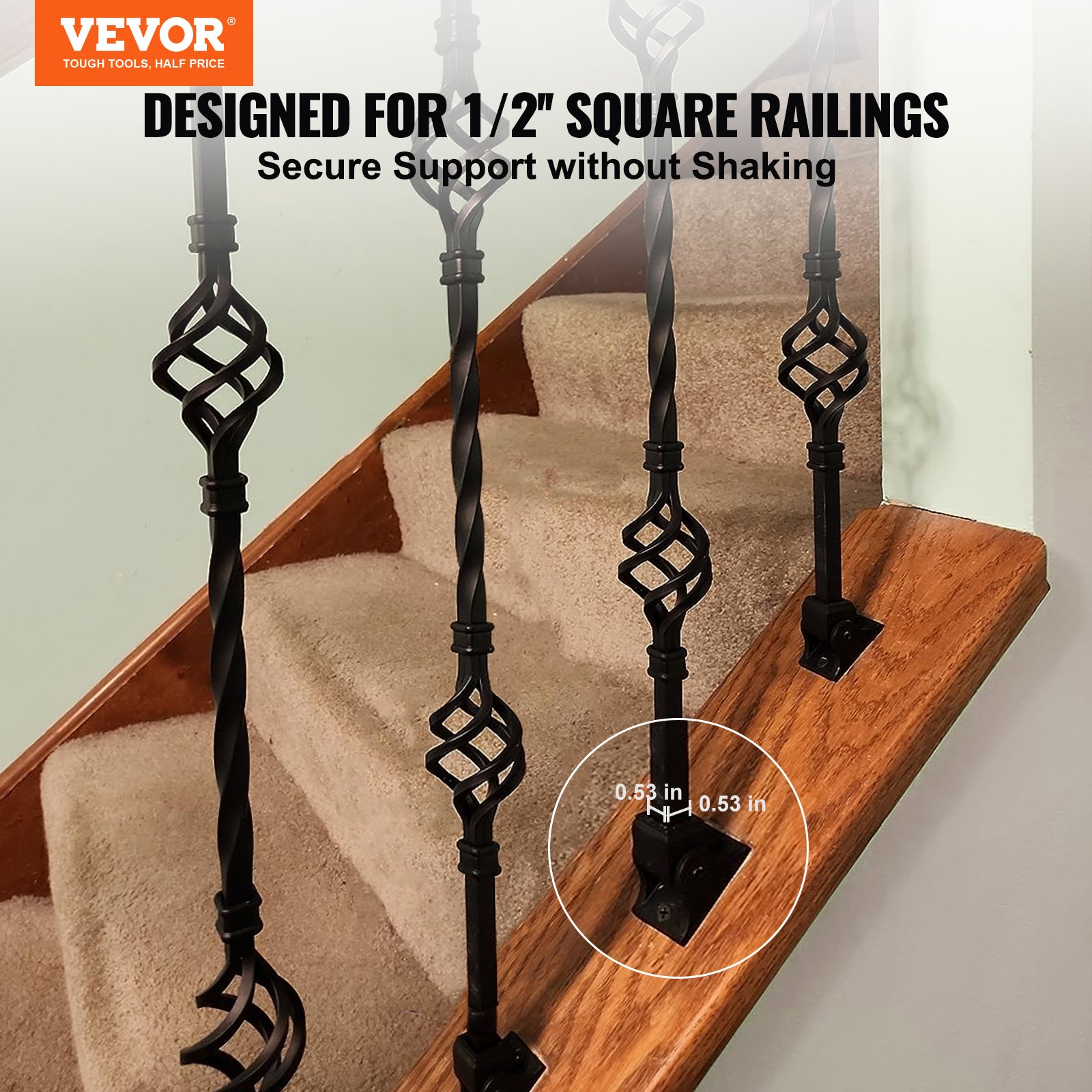 VEVOR Aluminum Alloy Baluster Shoes Square Balusters Baluster Wrought ...