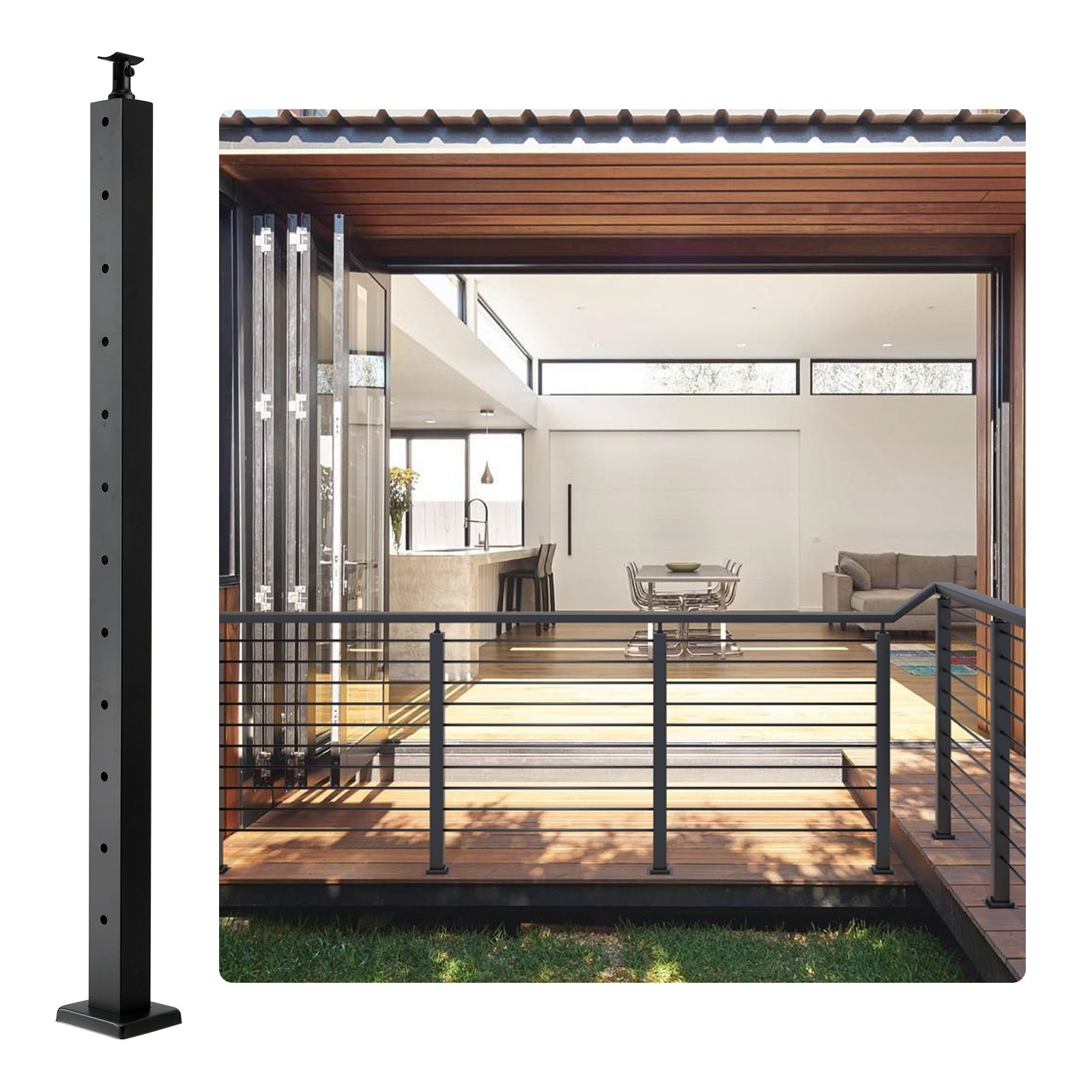 Vevor Deck Rails VEVOR VEVOR Cable Railing Post Deck Railing 42x2x2 | VEVOR AU