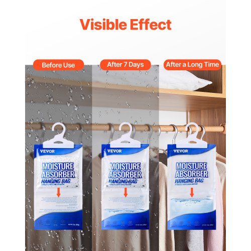 VEVOR Hanging Moisture Absorber, 9.3 oz Hanging Closet Dehumidifier ...