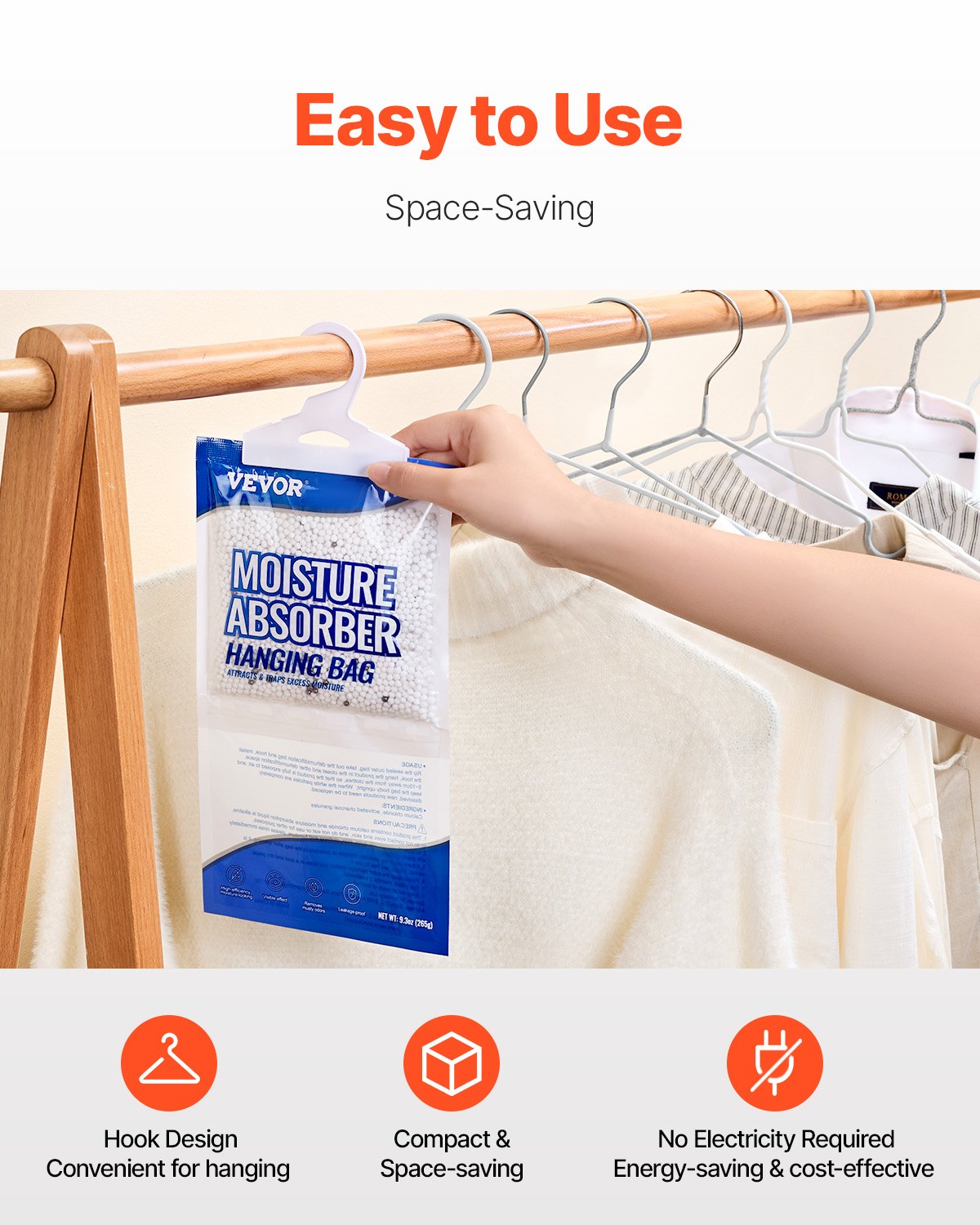 VEVOR Moisture Absorber Bags for Closet – 9.3 oz, 10 Pack