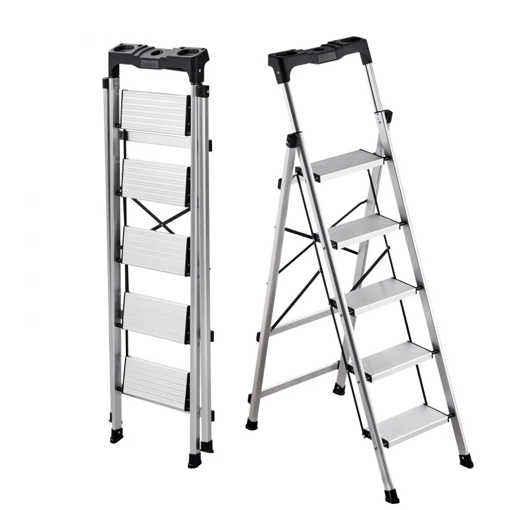 One Step Lader VEVOR 5 Step Ladder, Folding Step Stool with Wide Anti-Slip Pedal and ...