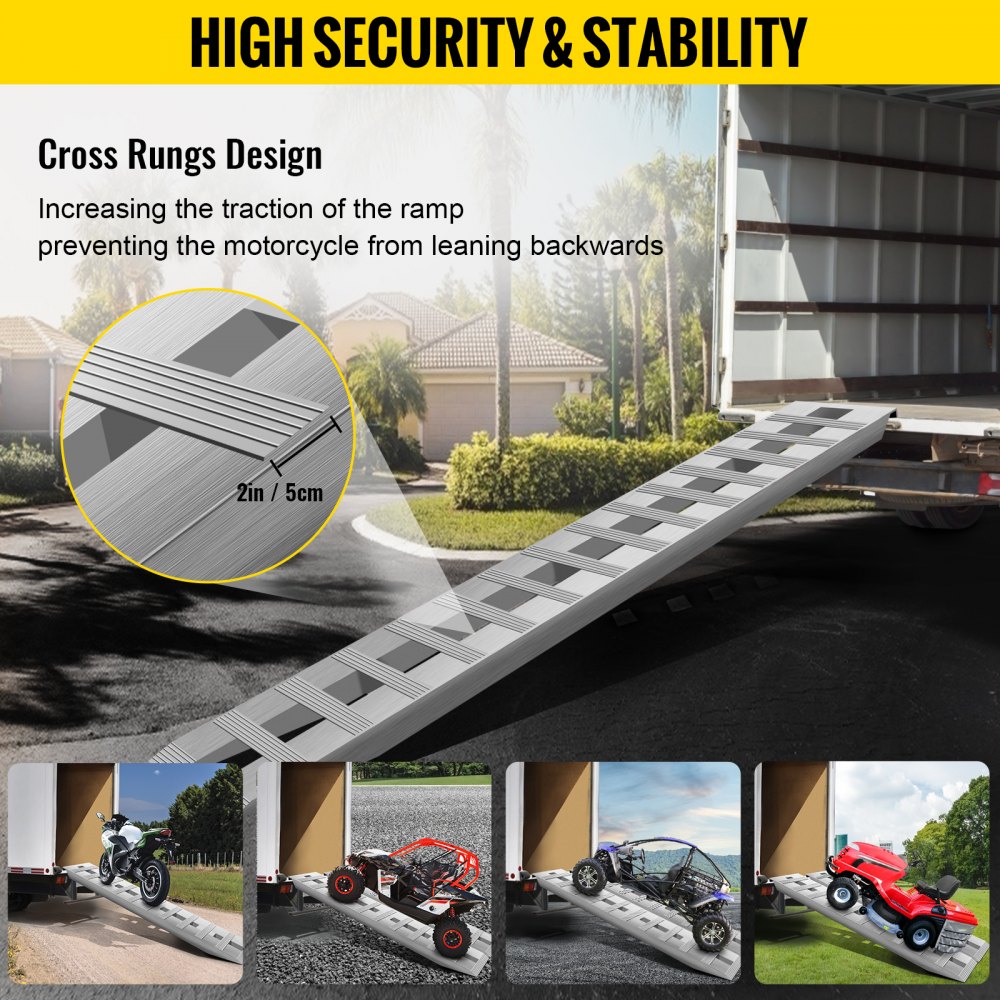 VEVOR 84*14*2.5 Inch Aluminum Ramps 6000LBS Capacity Car Trailer Truck ...