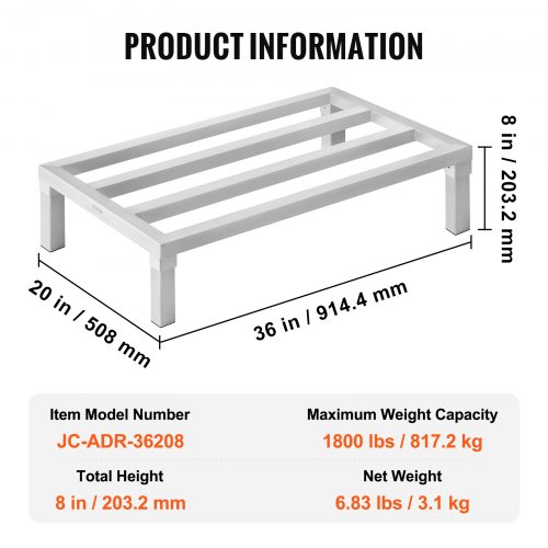 VEVOR Aluminum Dunnage Rack Stationary Dunnage Rack 36” x 20” x 8 ...