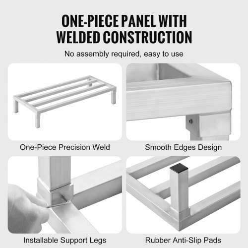 VEVOR Newly Upgraded!Aluminum Dunnage Rack Stationary Dunnage Rack 48' x 20' x 8' Storage Rack - Silver 1
