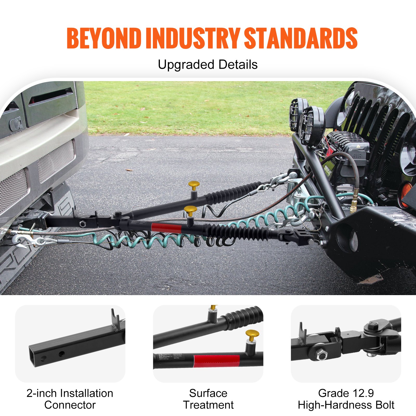 VEVOR Tow Bar Bumper Mount Tow Bar 10000 lbs Fits 2-inch Connector with ...