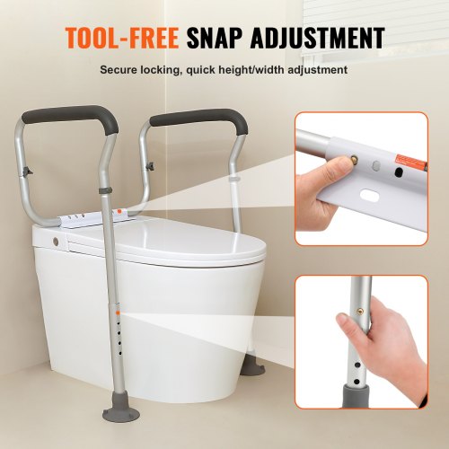 VEVOR Toilet Safety Rail, Bathroom Toilet Seat Frame, Adjustable Width ...