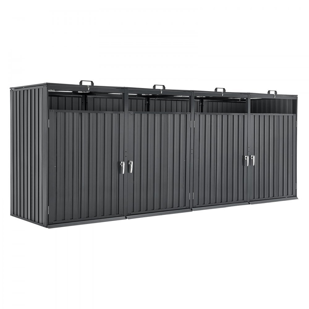 Horizontal Trash Rack VEVOR Trash Can Storage, 4 x 52.79 Gal Trash Bin Storage Shed Outdoor ...