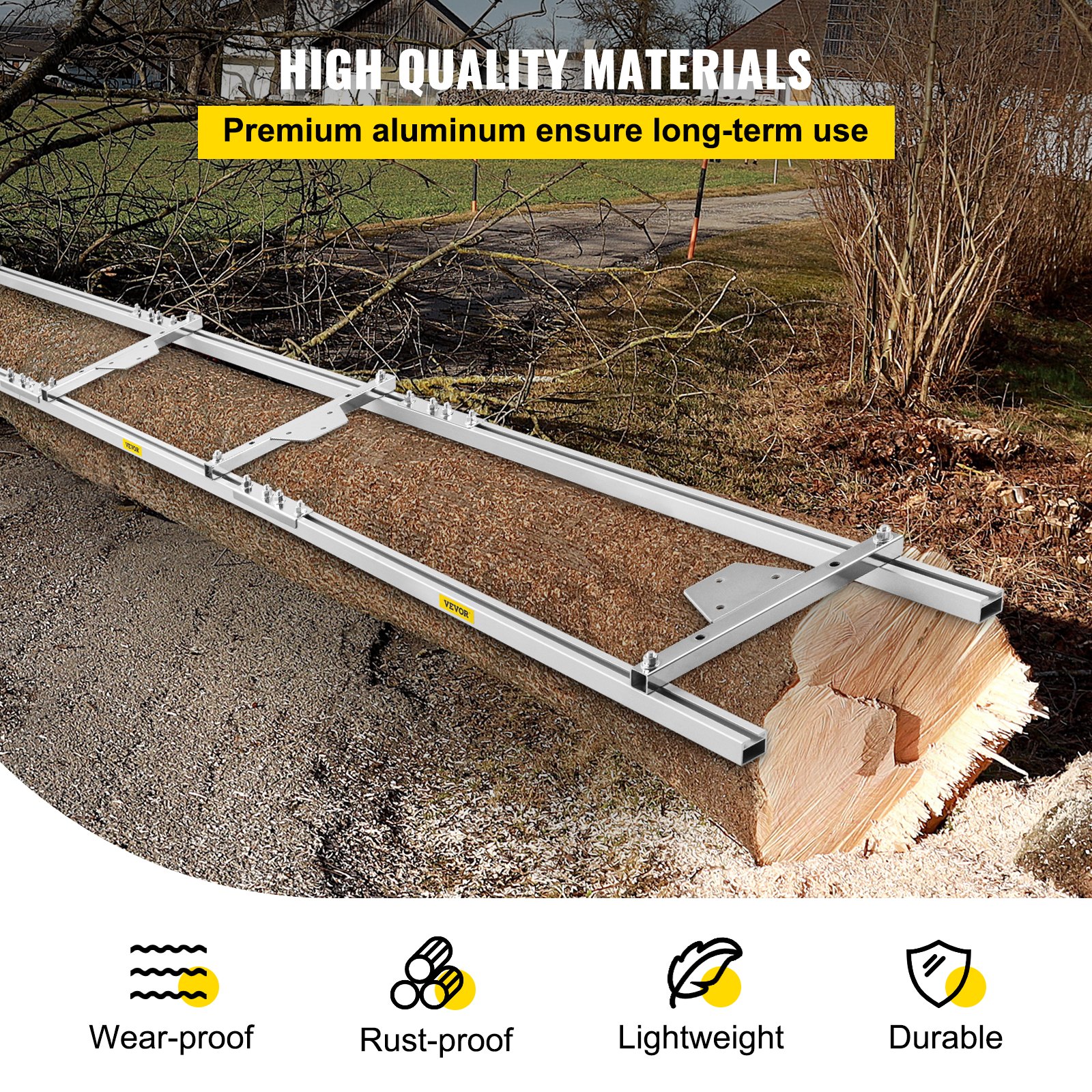 VEVOR Rail Mill Guide System 9 FT Chainsaw Mill Rail Guide with 4 Wood ...