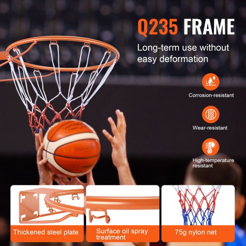 VEVOR Basketball Rim, Wall Door Mounted Basketball Hoop, Heavy Duty ...