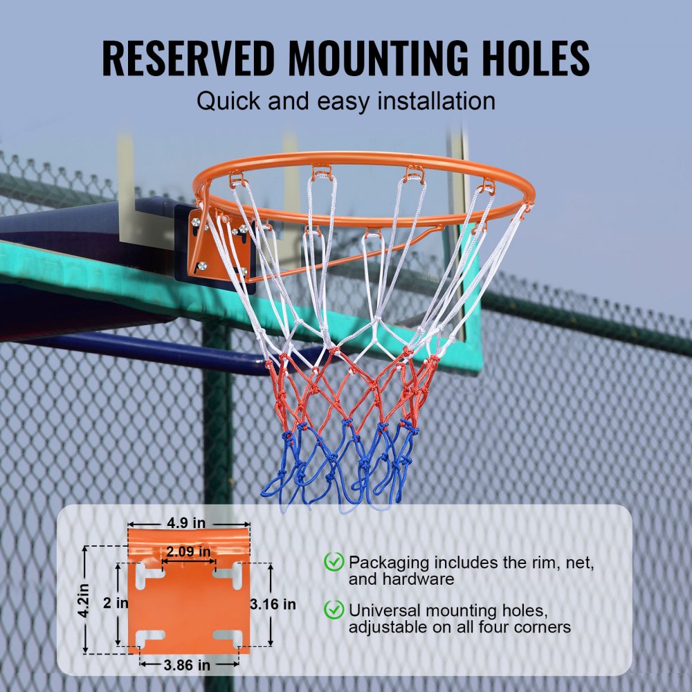 VEVOR Basketball Rim, Wall Door Mounted Basketball Hoop, Heavy Duty ...