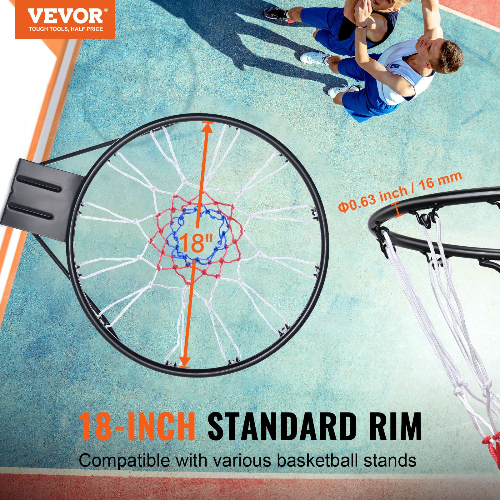 VEVOR Basketball Rim, Wall Door Mounted Basketball Hoop, Heavy Duty ...