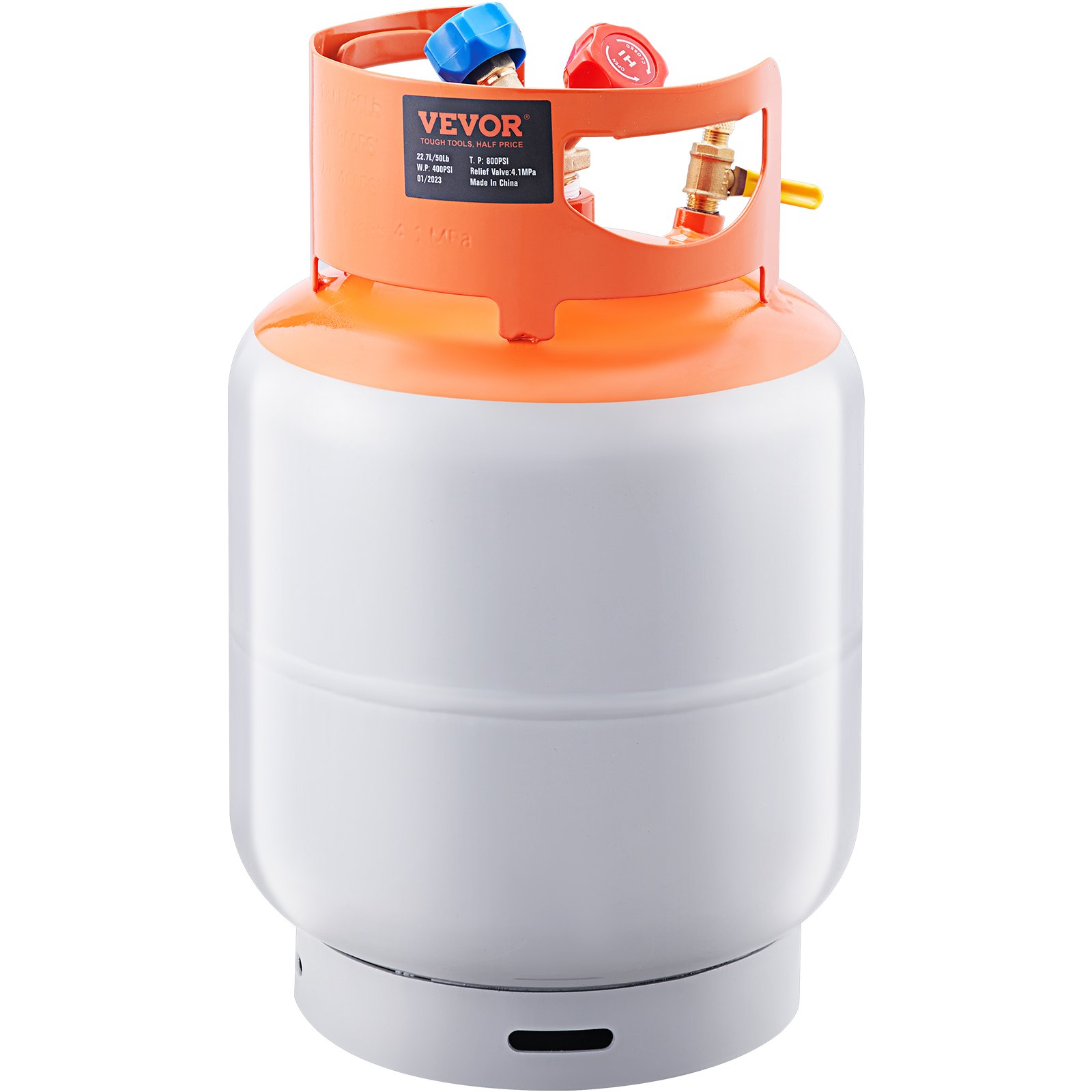 Vevor Refrigerant Recovery Tank 50 Lbs Capacity 400 Psi Portable Cylinder Tank With Y Valve