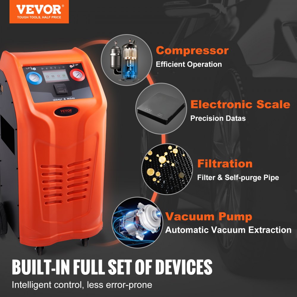VEVOR Fully Automatic Refrigerant Recovery Machine Dual Cylinder AC