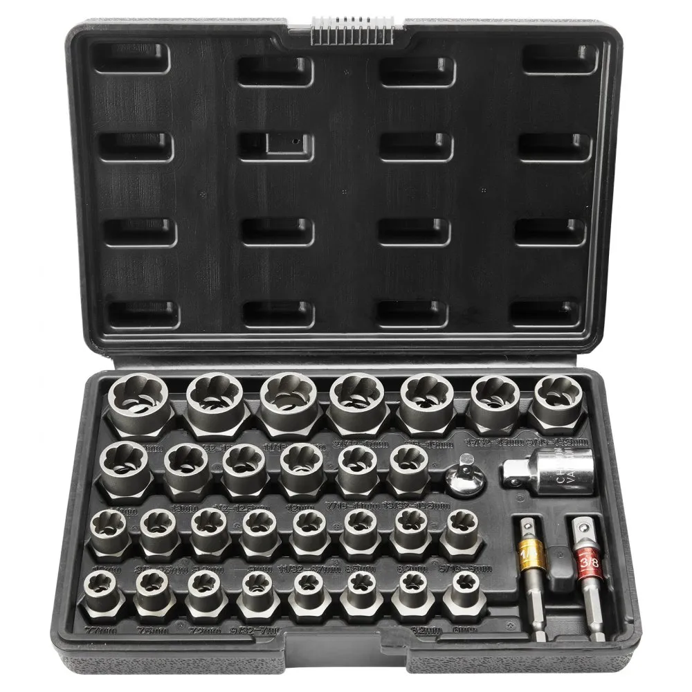 VEVOR Bolt Extractor Set, 29-Piece Bolt and Nut Remover Set, 6mm to ...