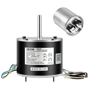 VEVOR Condenser Fan Motor with Capacitor, 1/5HP 1075/900RPM 208