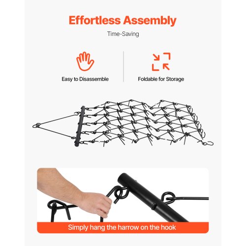 Drag Harrow 4 x 5.6 ft Chain Harrow ATV Lawn Rake for Landscape ...