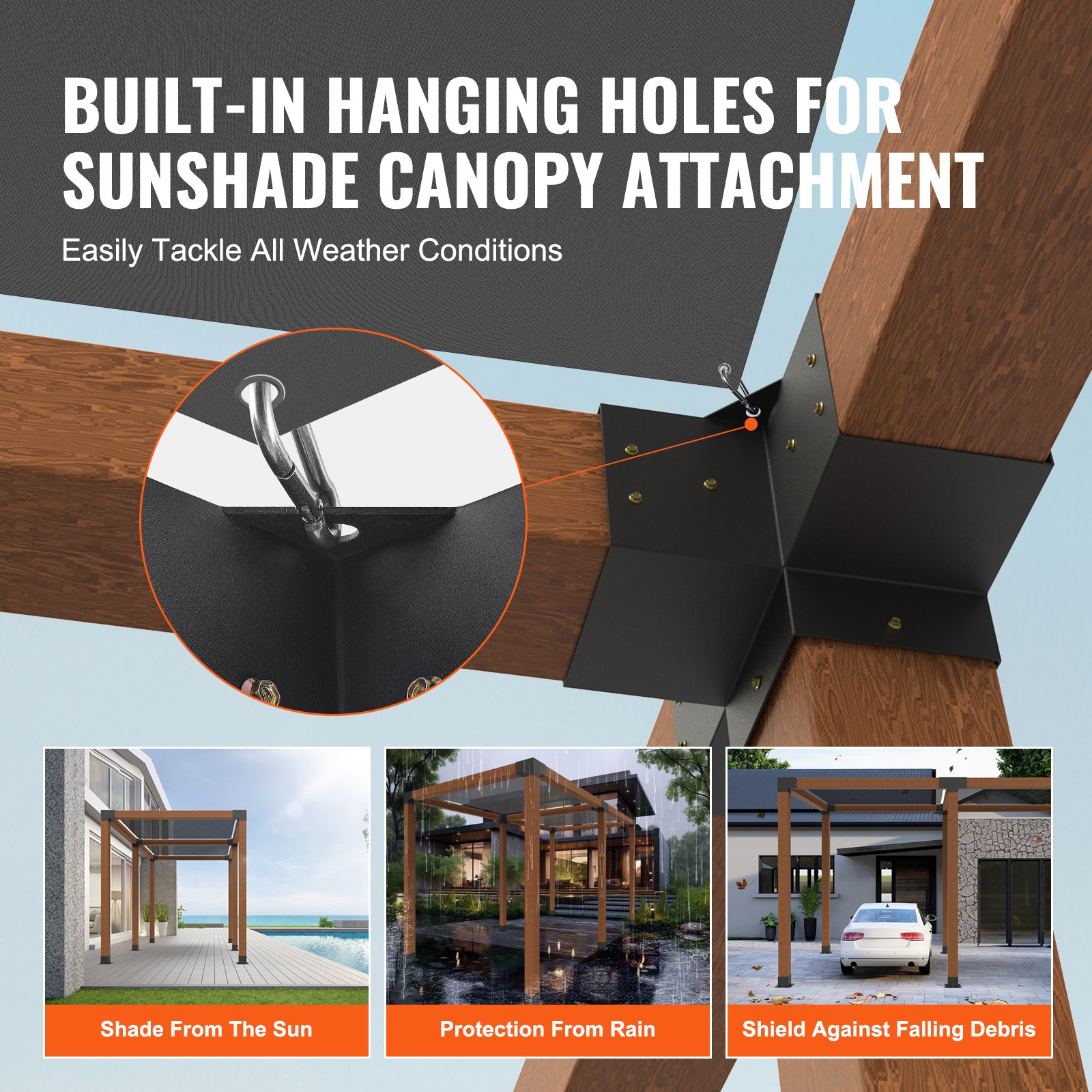 VEVOR Pergola Bracket Kit 6''x6'', 2pcs 4-Way Heavy Duty Corner Bracket ...