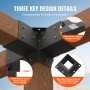 VEVOR Pergola Bracket Kit 101.6 x 101.6 mm, 4pcs 4-Way Heavy Duty ...