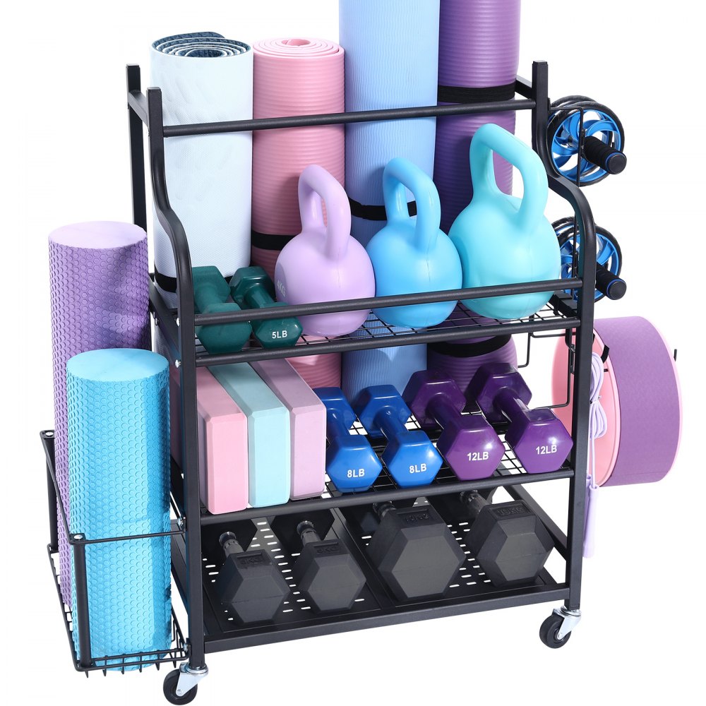 VEVOR Yoga Mat Storage Rack, Home Gym Workout Equipment Organizer ...