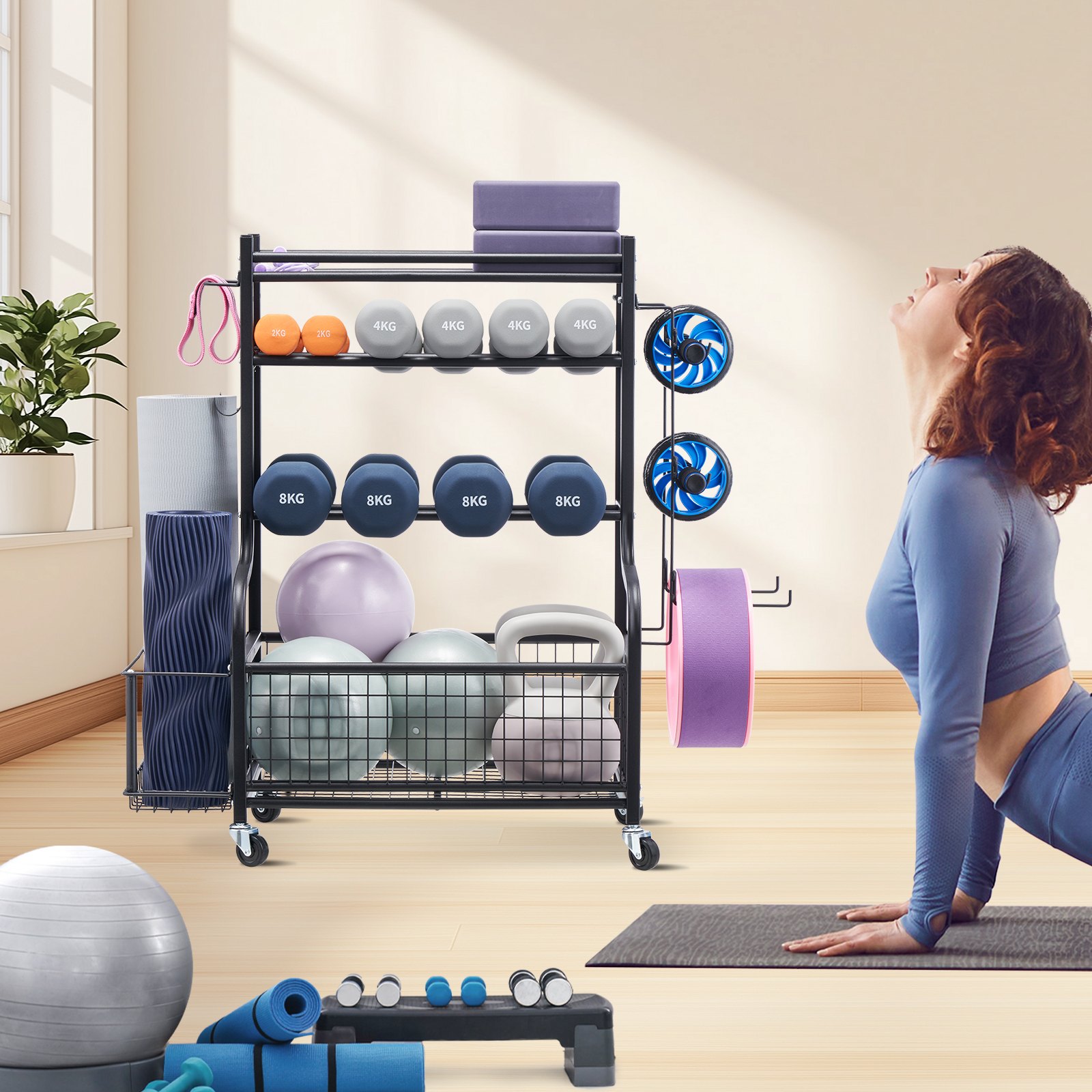 Yoga Rack VEVOR Yoga Mat Storage Rack, Powder Coated Finish Steel Yoga Mat Holder ...