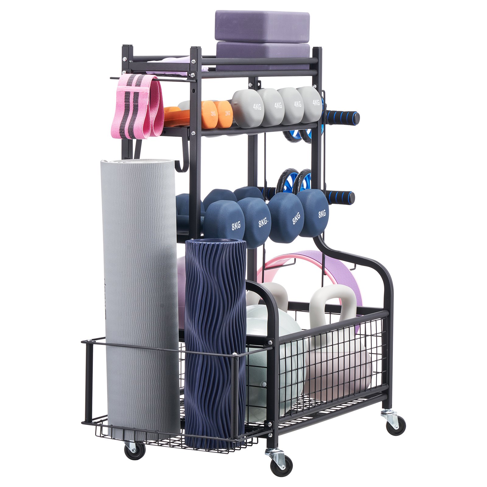 Yoga Rack VEVOR Yoga Mat Storage Rack, Powder Coated Finish Steel Yoga Mat Holder ...