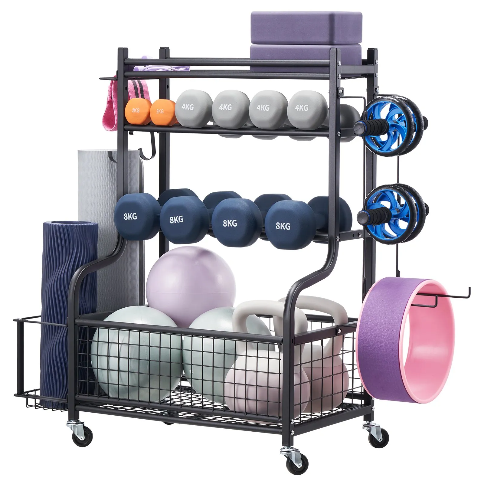 Yoga Rack VEVOR Yoga Mat Storage Rack, Powder Coated Finish Steel Yoga Mat Holder ...