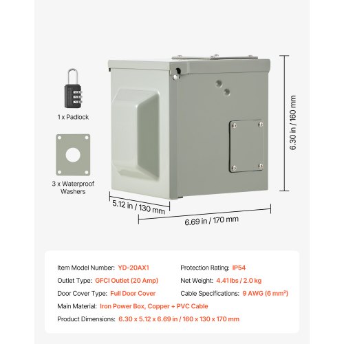 Outdoor Electrical Outlet Box 20 AMP GFCI Receptacles Power Outlet Box ...