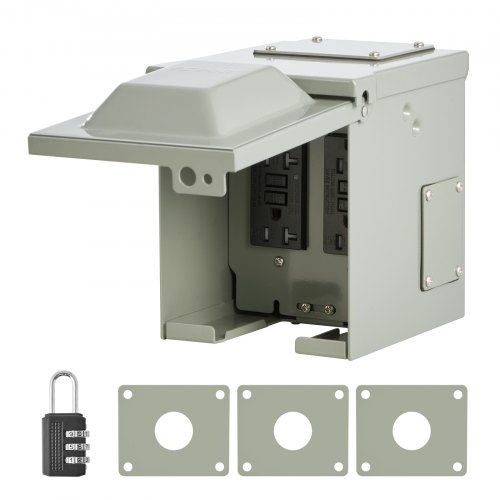 Outdoor Electrical Outlet Box 2 20 AMP GFCI Receptacles Power Outlet ...