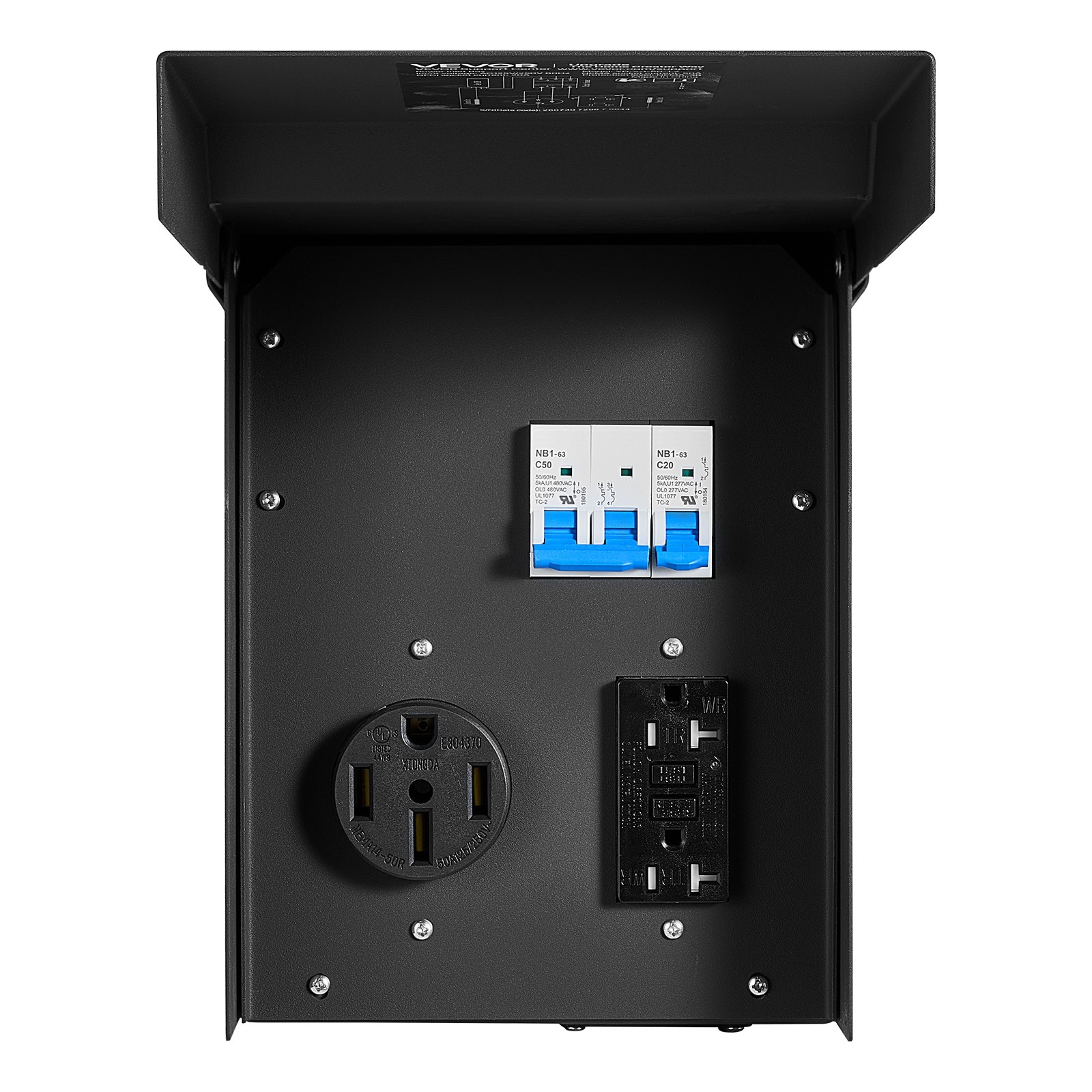 VEVOR 50 20 Amp RV Temporary Power Outlet Box Electrical Panel with ...