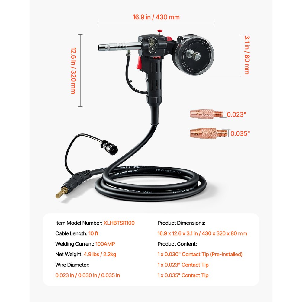 VEVOR Spool Gun Welding — 10FT Cable for Hobart 210 MVP