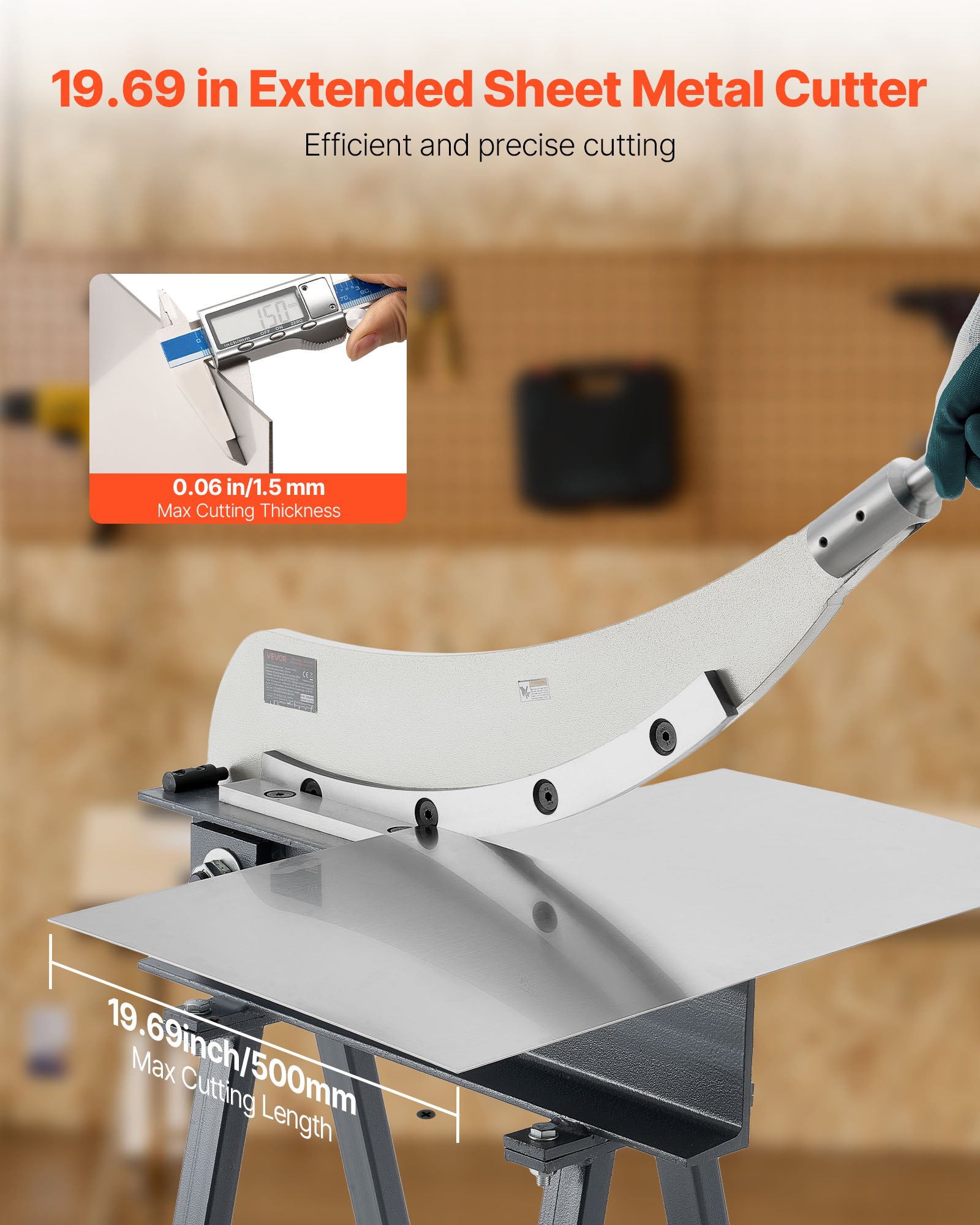 VEVOR Guillotine Shear, 500 mm Bed Width Benchtop Cutter, Manual Hand ...