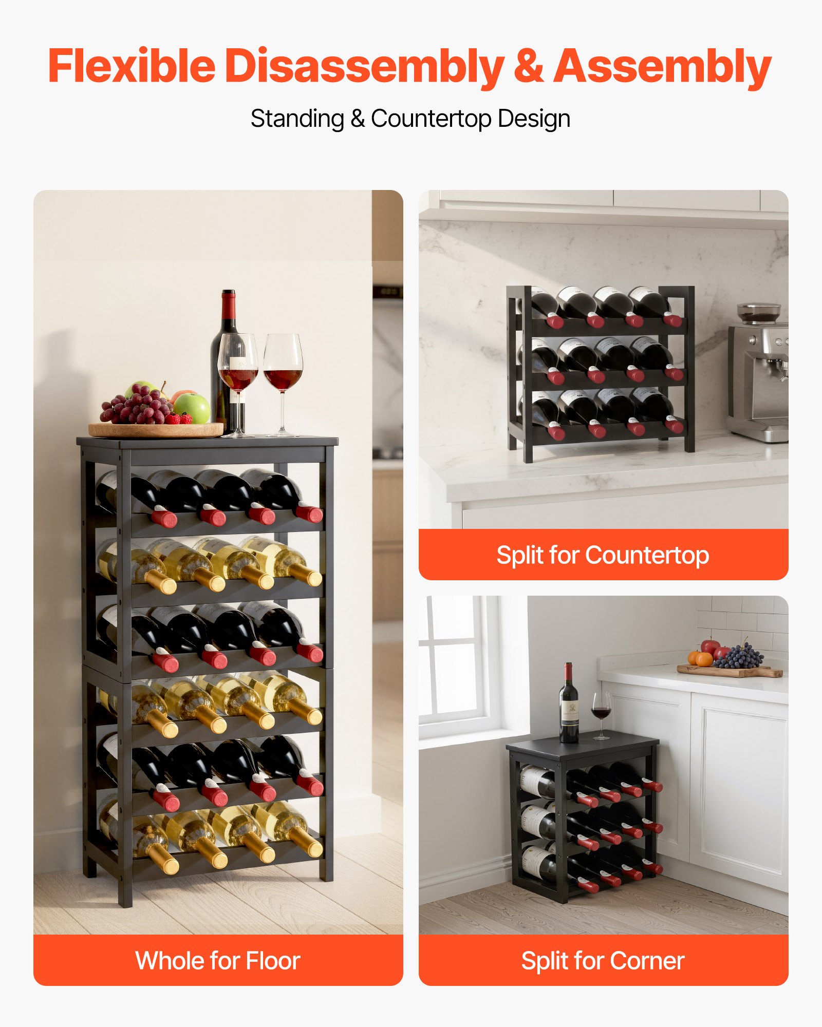 VEVOR 24 Bottle Wine Rack – 6-Tier Freestanding Storage