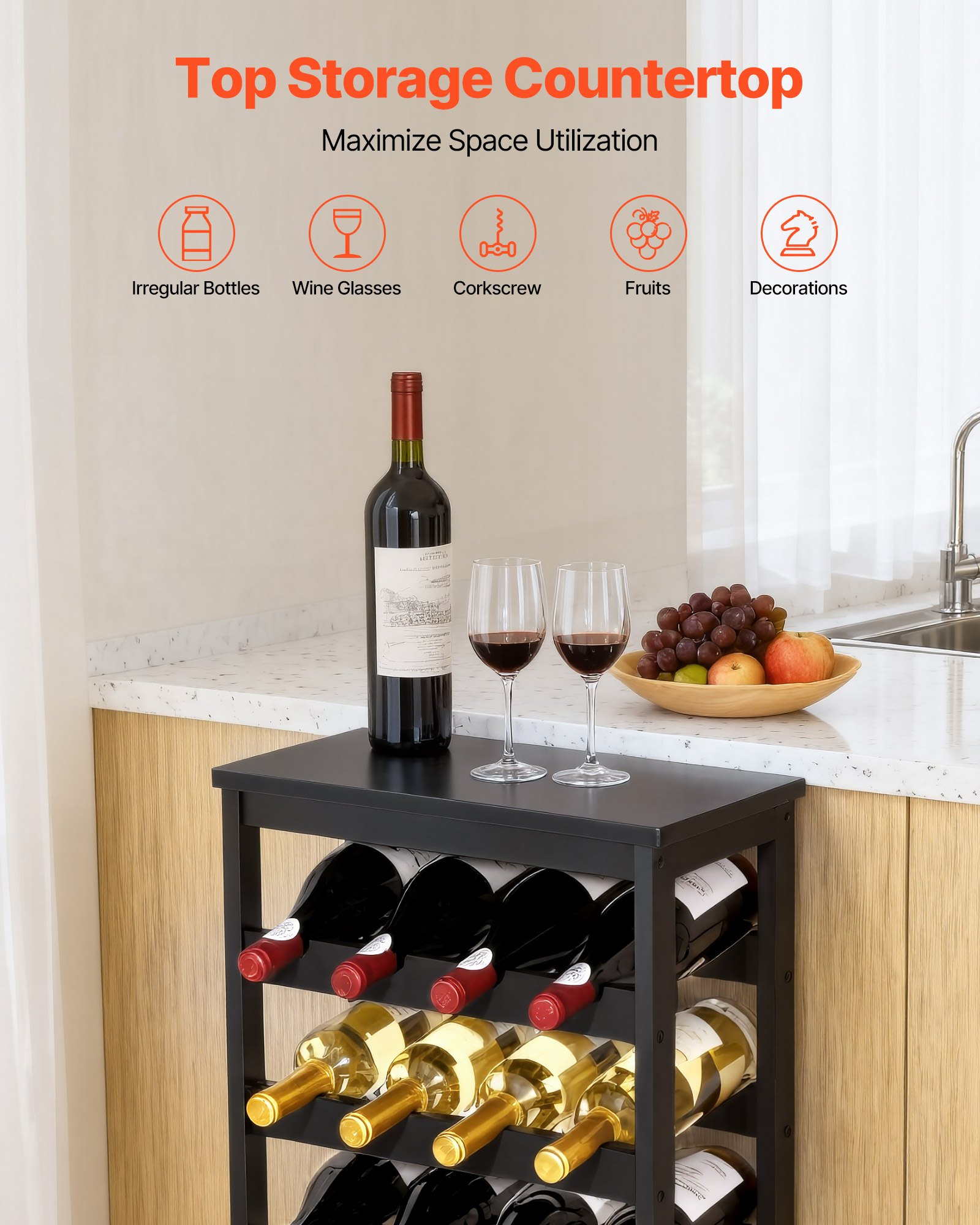 VEVOR 24 Bottle Wine Rack – 6-Tier Freestanding Storage