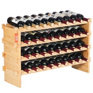 VEVOR 36 Bottle Wine Rack – 4-Tier, Bamboo, 88LB Capacity