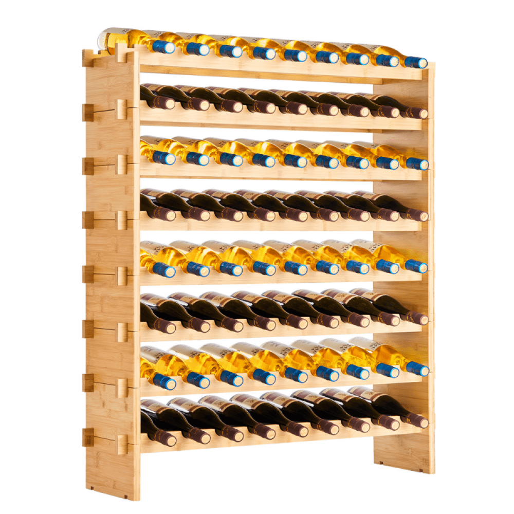 VEVOR Tiered Bar Shelves – 8-Tier, 72-Bottle, Bamboo