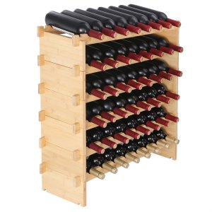 VEVOR 48 Bottle Stackable Modular Wine Rack Bamboo Wood