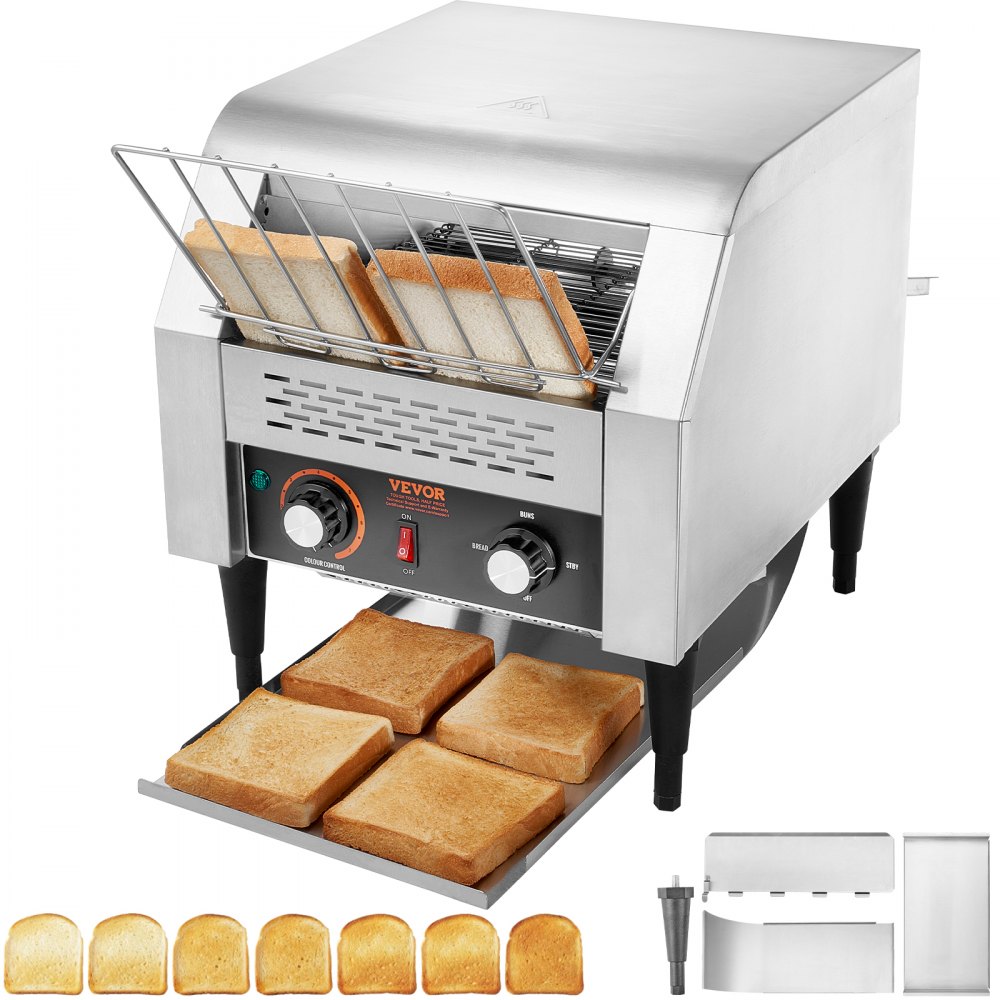 VEVOR Commercial Conveyor Toaster, 300 Slices/Hour Conveyor Belt ...