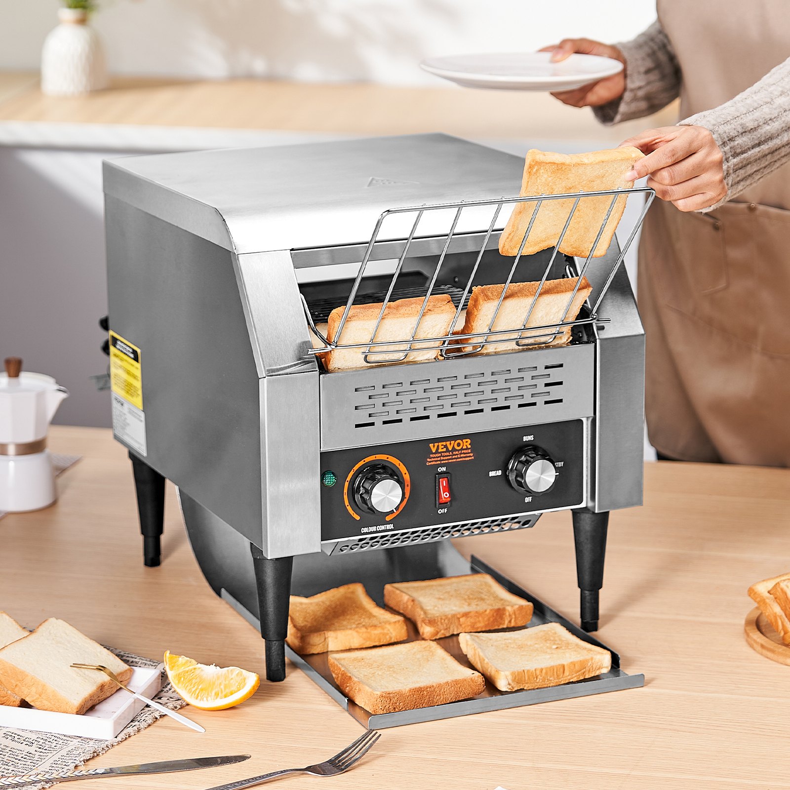 Toaster Done VEVOR Commercial Conveyor Toaster, 300 Slices/Hour Conveyor Belt ...