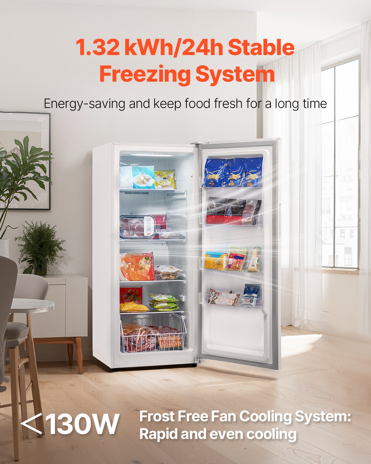 VEVOR 17.0 Cu Ft Upright Convertible Freezer Refrigerator