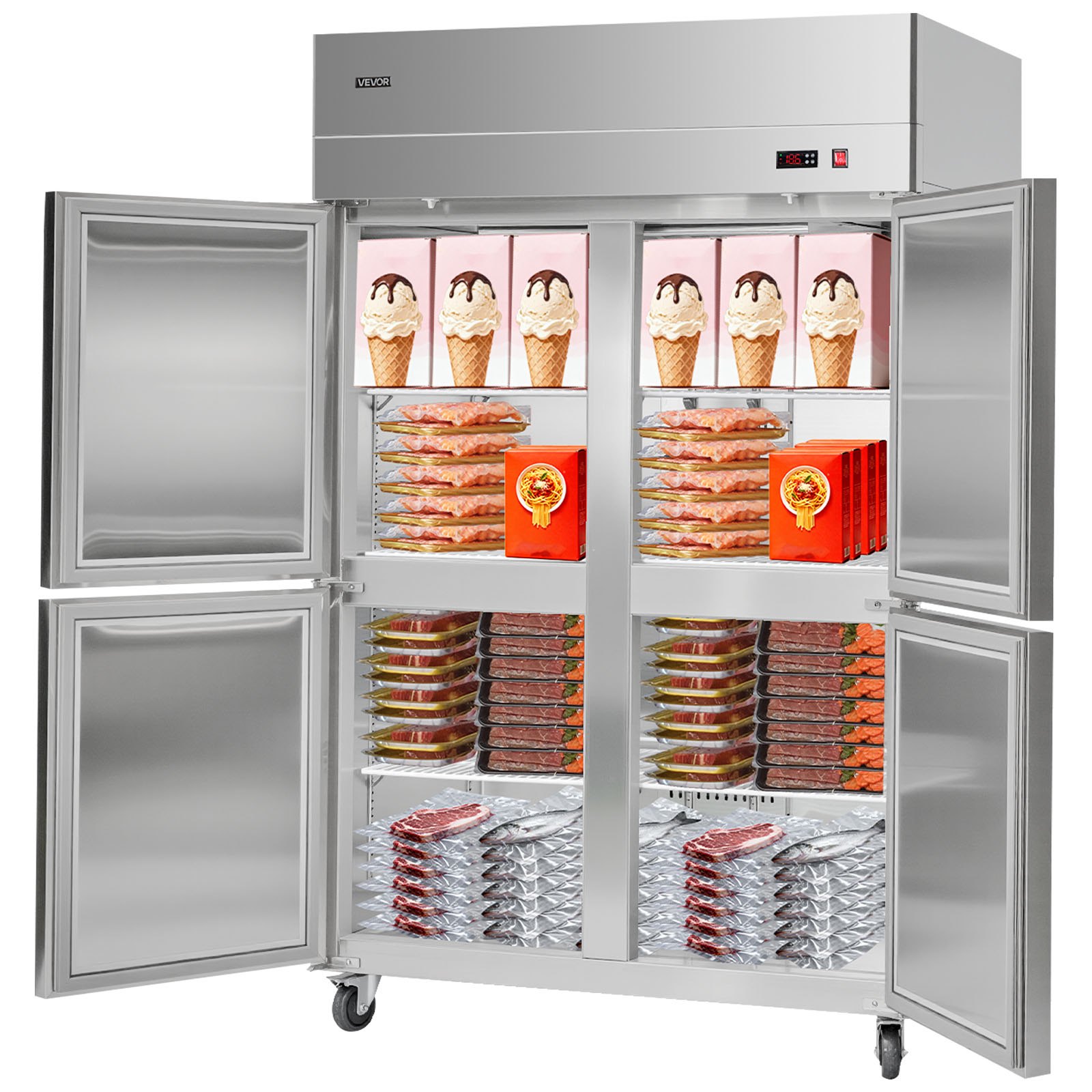 VEVOR Commercial Freezer, 31.89 in Width Reach In Upright-Freezer Four ...
