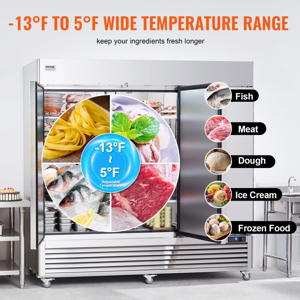 VEVOR Commercial Freezer 60.42 Cu.ft, Reach In 82.5