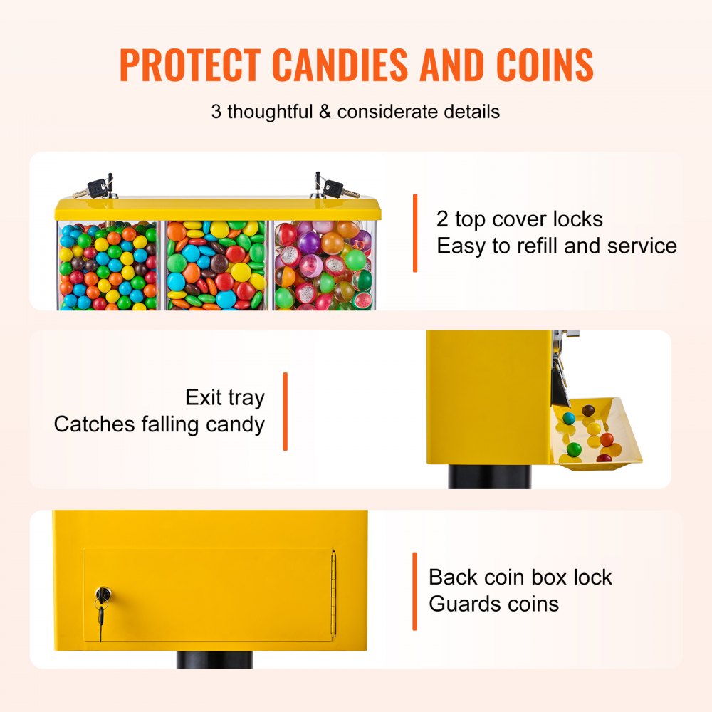 VEVOR Gumball Machine Vending Coin Bank Vintage Candy Dispenser Stand ...